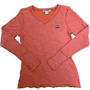 Cutter & Buck University of Virginia orange Long sleeve V neck lined Tee S